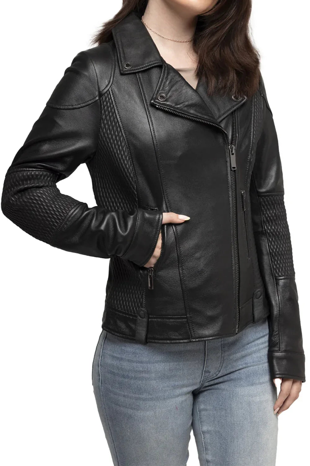 Lindsay - Women's Leather Jacket Women's Fashion Leather Jacket FMCo Black XS