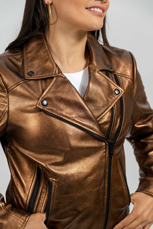 Hazel Women's Lambskin Leather Jacket Women's New Zealand Lambskin Leather FMCo