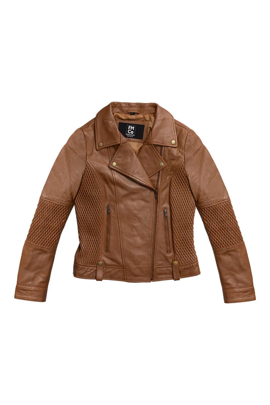 Lindsay - Women's Leather Jacket Women's Fashion Leather Jacket FMCo Dark Cognac XS