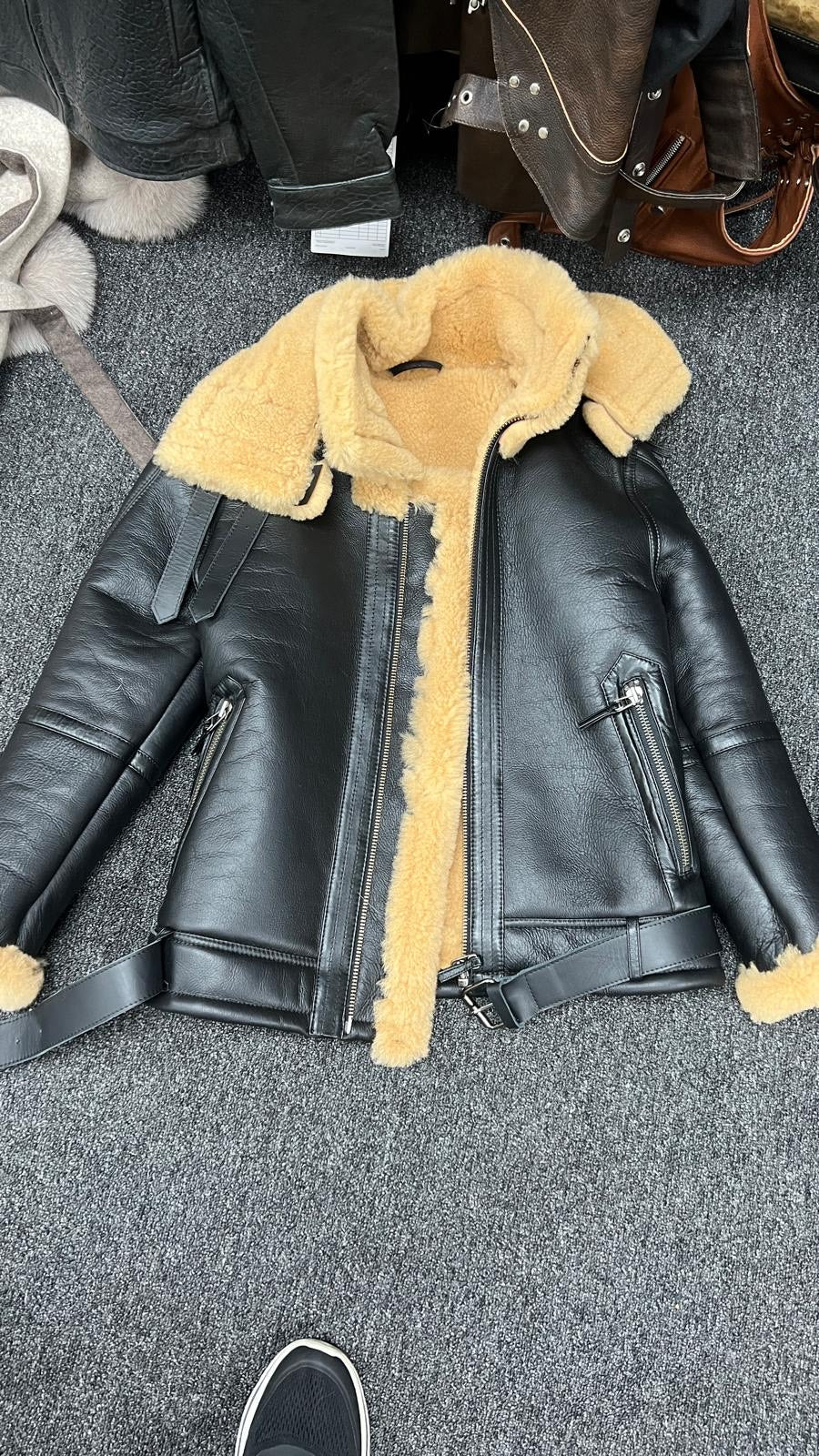 Women's Sheepskin Center Zipper Jacket Full Belt