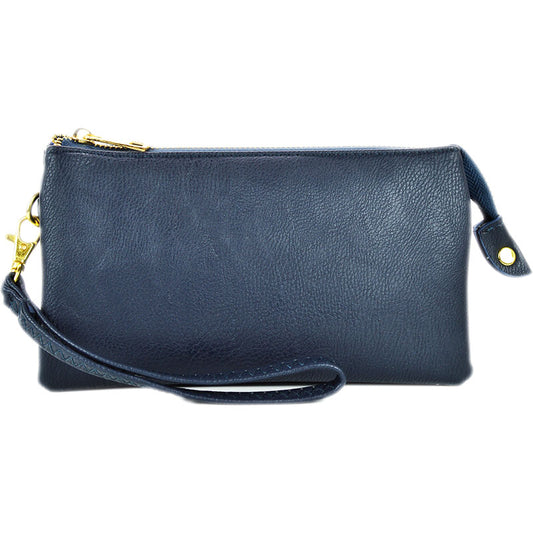 Faux Leather Middle Clutch Plain