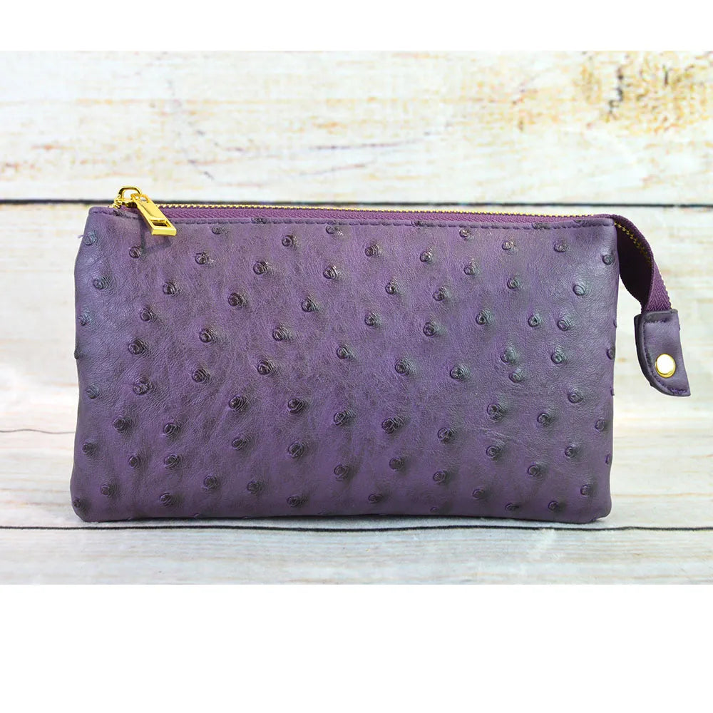 Faux Leather Middle Clutch Dotted