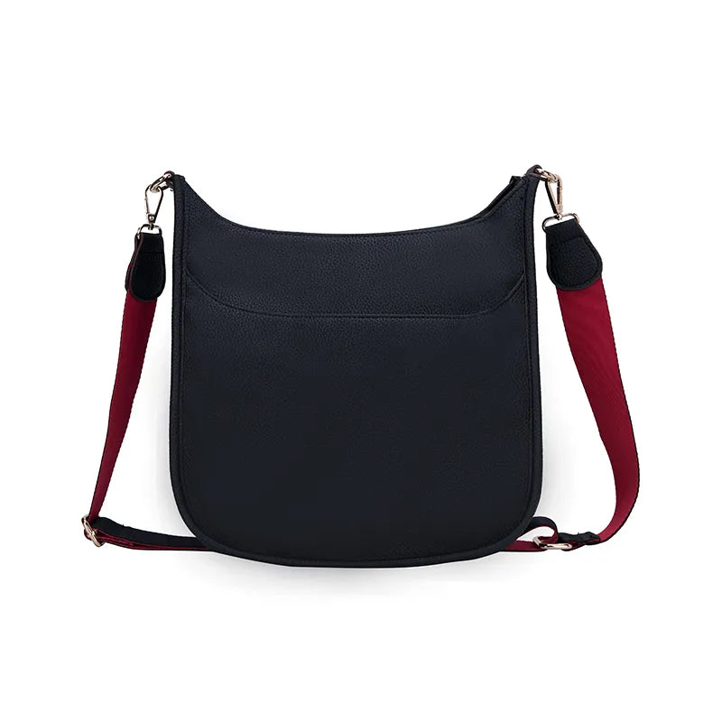 Faux Leather Large Messenger Bag