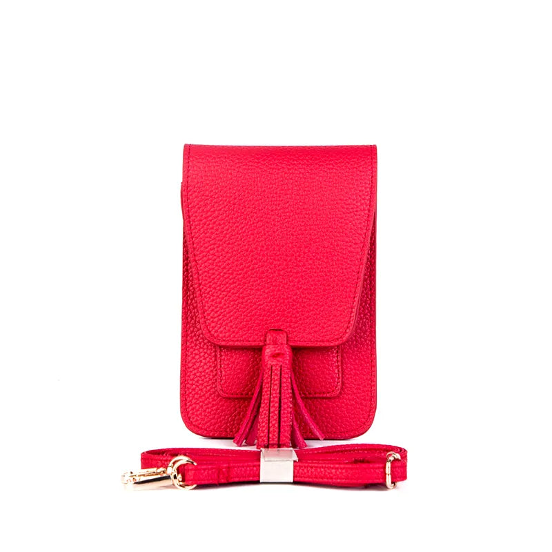 Faux Leather Crossbody Cell Phone Bag