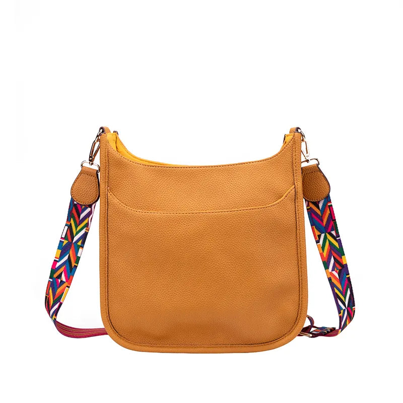 Faux Leather Large Messenger Bag