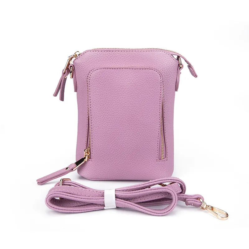 Faux Leather Zip Pocket Cell Phone Bag