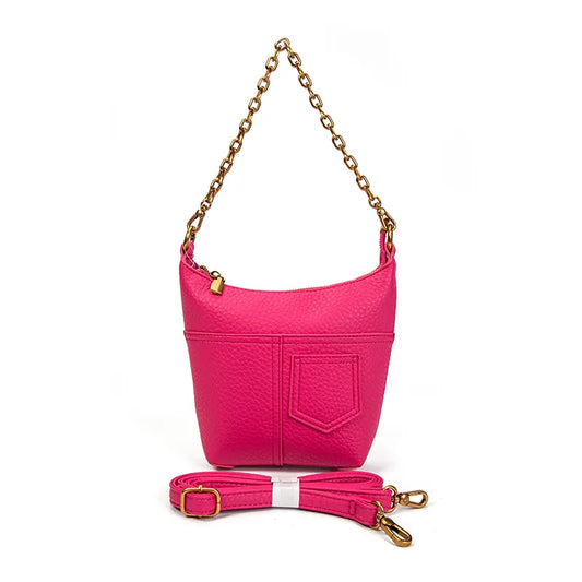 Faux Leather Medium Shoulder bag with chain