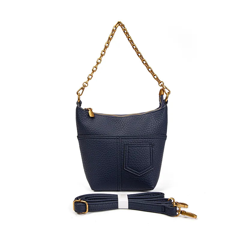 Faux Leather Medium Shoulder bag with chain
