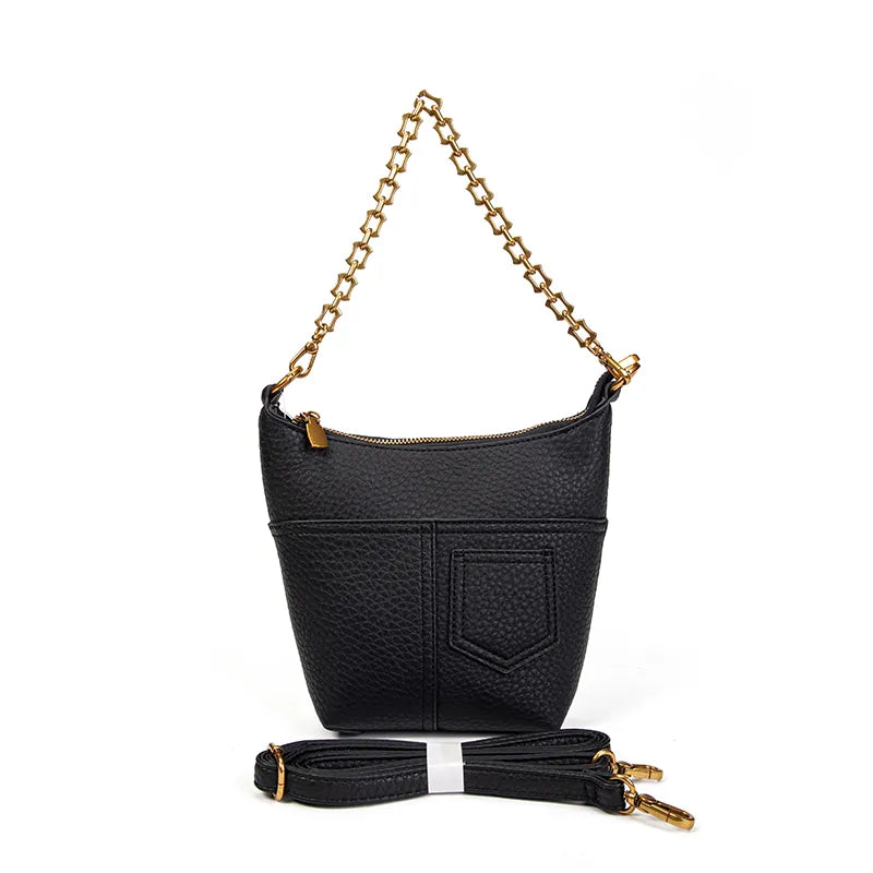 Faux Leather Medium Shoulder bag with chain