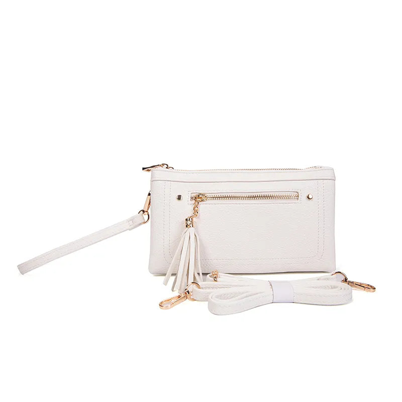 Faux leather pebbled middle clutch
