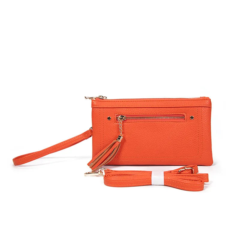 Faux leather pebbled middle clutch