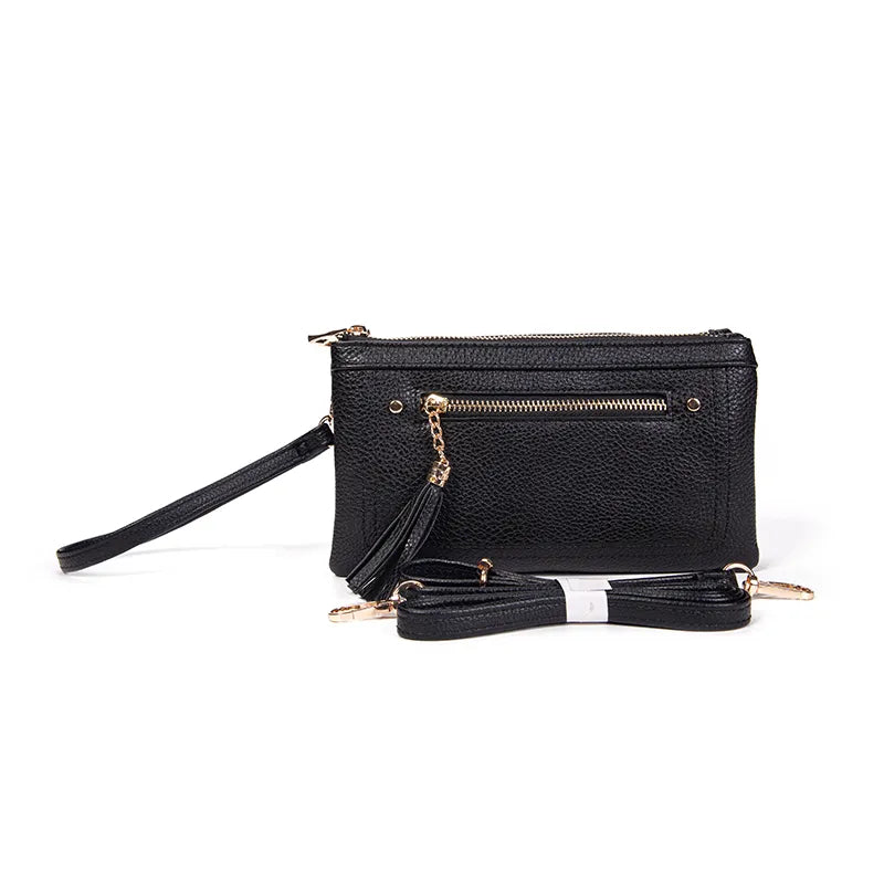Faux leather pebbled middle clutch