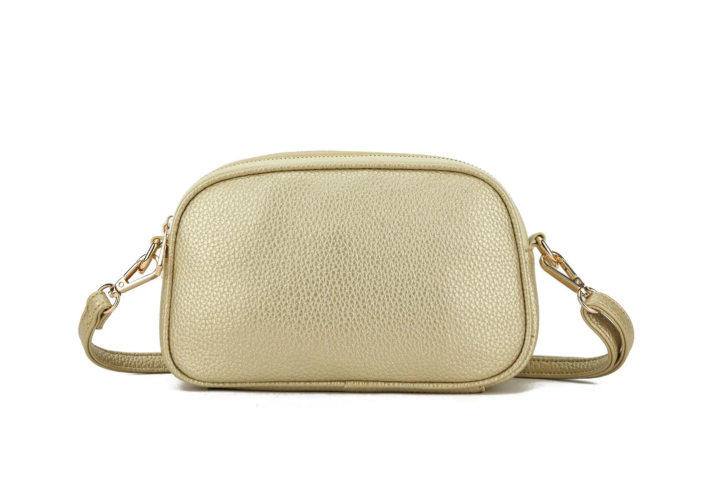 Faux Leather Double Zip Crossbody Bag