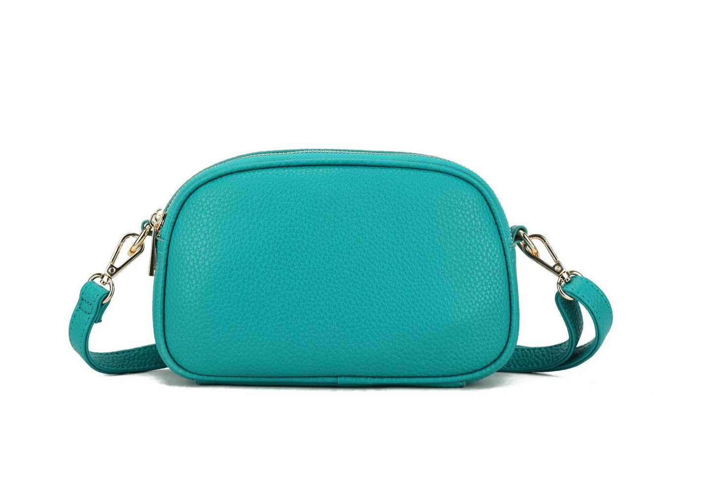 Faux Leather Double Zip Crossbody Bag