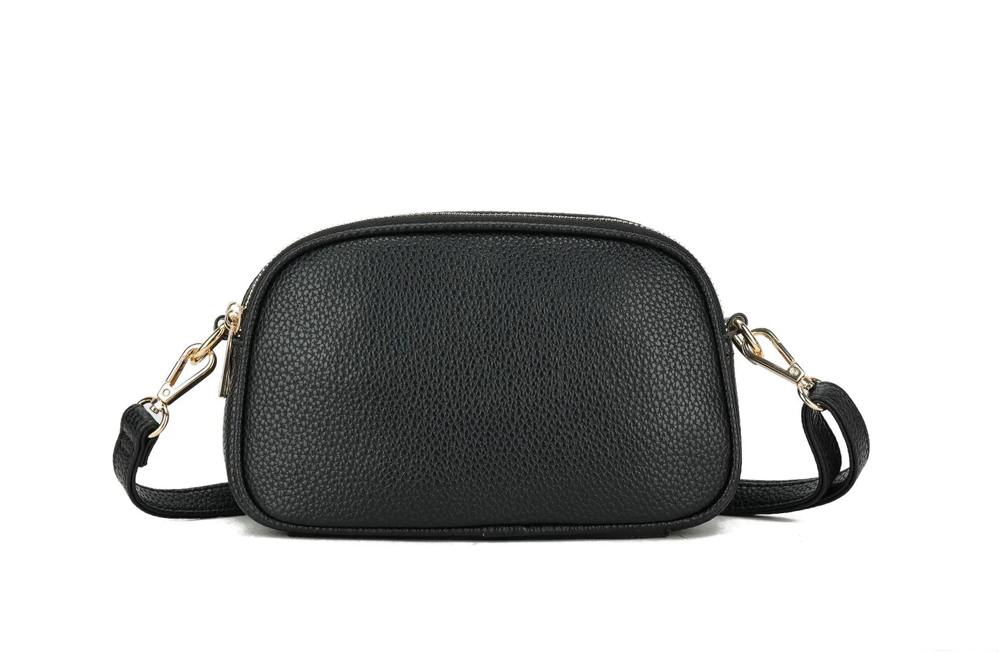 Faux Leather Double Zip Crossbody Bag