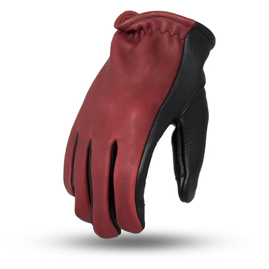 2 Tone Roper Men's Motorcycle Leather Gloves Men's Gloves Accessories Black Oxblood XS