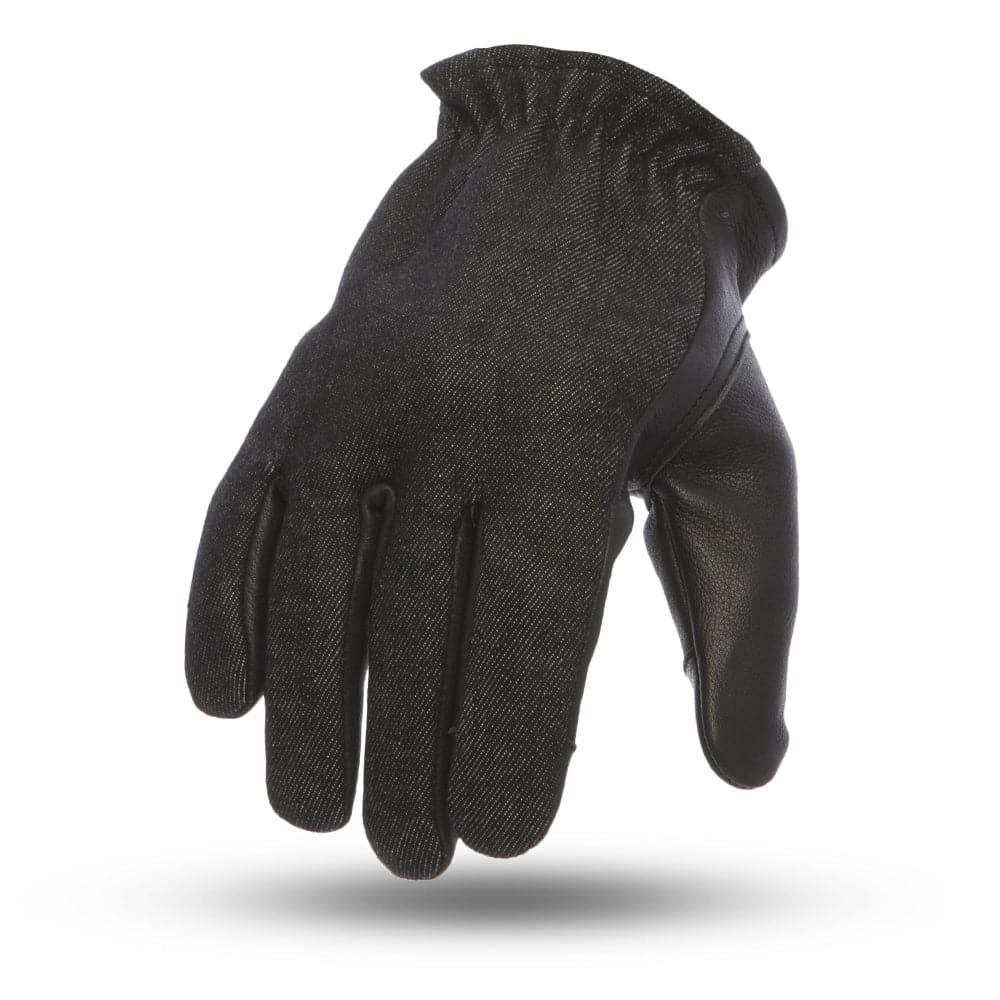 2 Tone Roper Men's Motorcycle Leather Gloves Men's Gloves First Manufacturing Company Black Denim XS