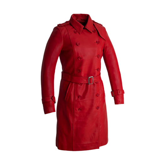 Olivia Womens Fashion Leather Jacket Women's Fashion Leather Jacket FMCo Fire Red XS