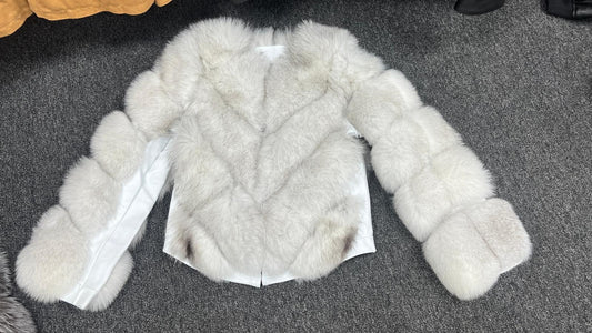 Women's Fox Fur Center Zipper Layered Jacket
