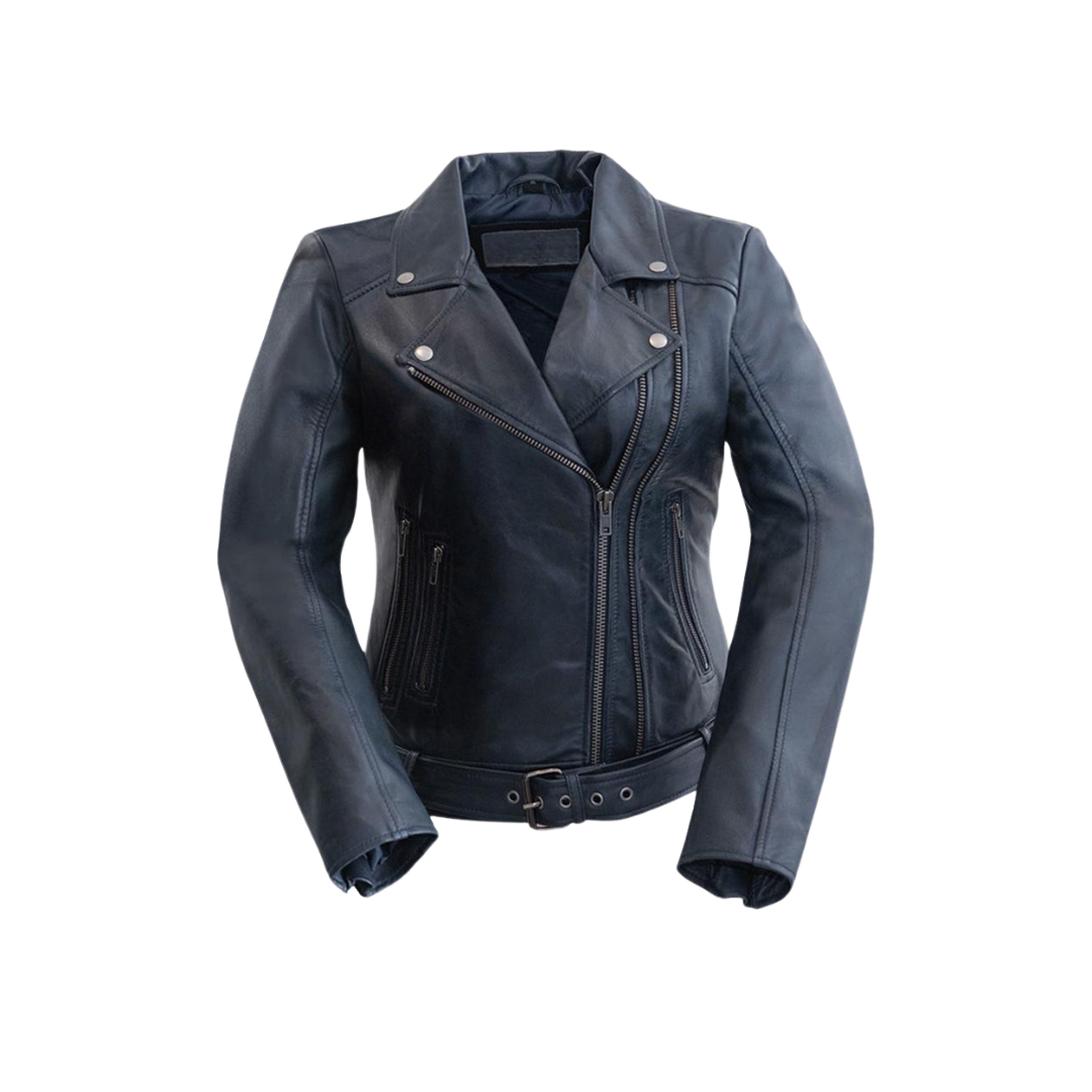 Chloe Womens Fashion Leather Jacket Women's Leather Jacket FMCo Violet XS