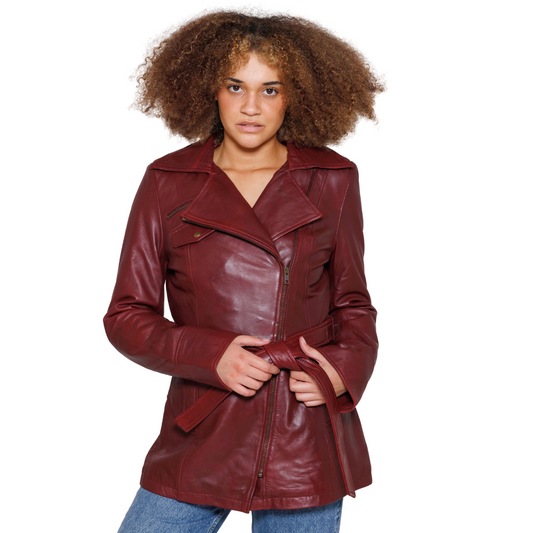Traci Leather Trench Coat Women's Leather Jacket FMCo Oxblood XS