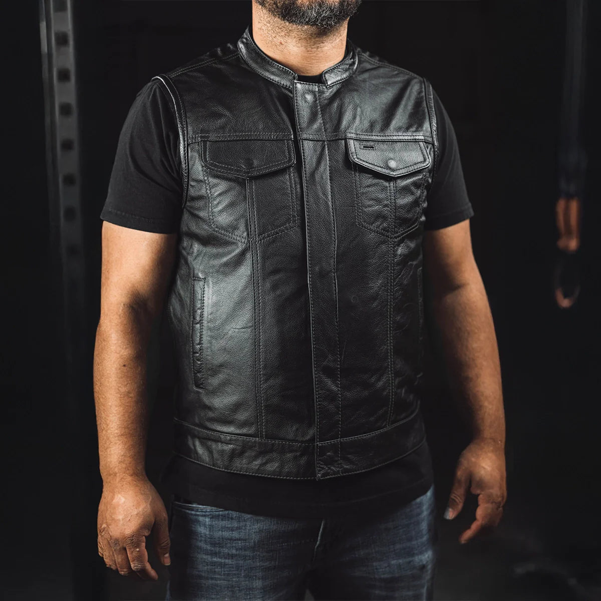 Blaster Men's Leather Motorcycle Vest Men's Leather Vest First Manufacturing Company