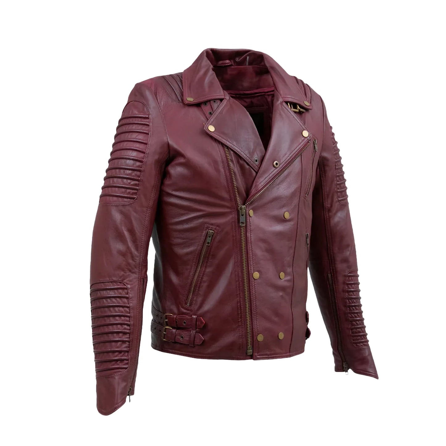 Brooklyn Mens Lambskin Leather Jacket Men's Motorcycle style Jacket FMCo Oxblood S