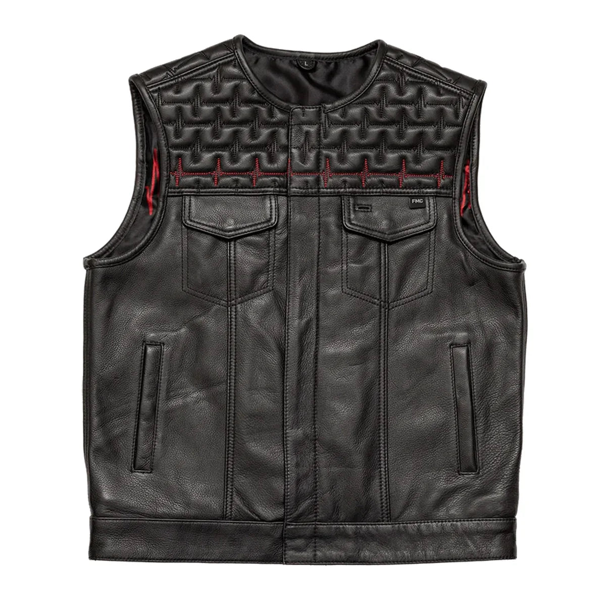 EKG Men's Leather Motorcycle Vest (Limited Edition) Factory Customs First Manufacturing Company