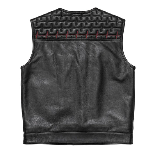 EKG Men's Leather Motorcycle Vest (Limited Edition) Factory Customs First Manufacturing Company
