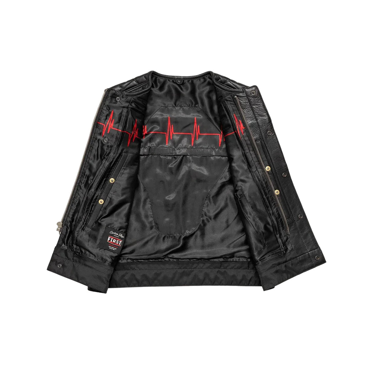 EKG Men's Leather Motorcycle Vest (Limited Edition) Factory Customs First Manufacturing Company