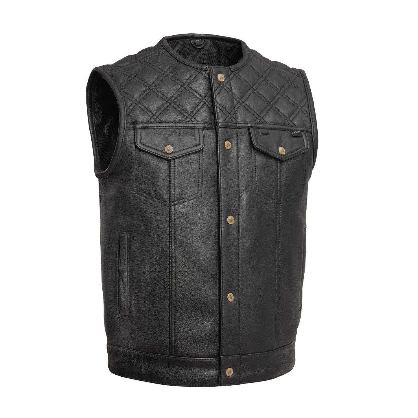 12 Gauge Men's Motorcycle Leather Vest Men's Leather Vest First Manufacturing Company Black S