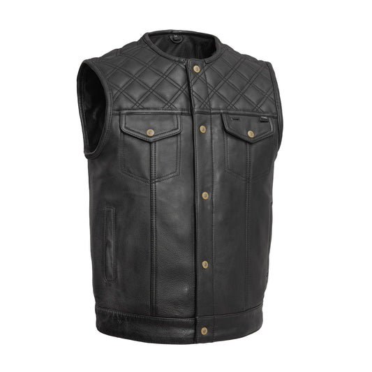 12 Gauge Men's Motorcycle Leather Vest Men's Leather Vest Vests Black S