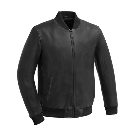 Dravis Mens Leather Bomber Jacket Men's New Zealand Lambskin Jacket FMCo Black S