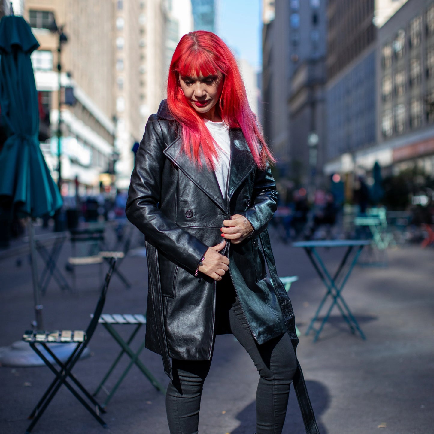 Emma Ladies Long Coat Women's Fashion Leather Jacket FMCo