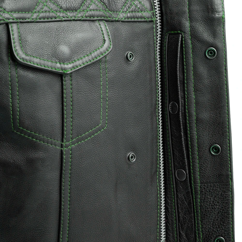 Downside Men's Motorcycle Leather Vest Men's Leather Vest First Manufacturing Company