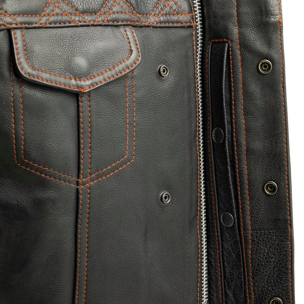 Downside Men's Motorcycle Leather Vest Men's Leather Vest First Manufacturing Company