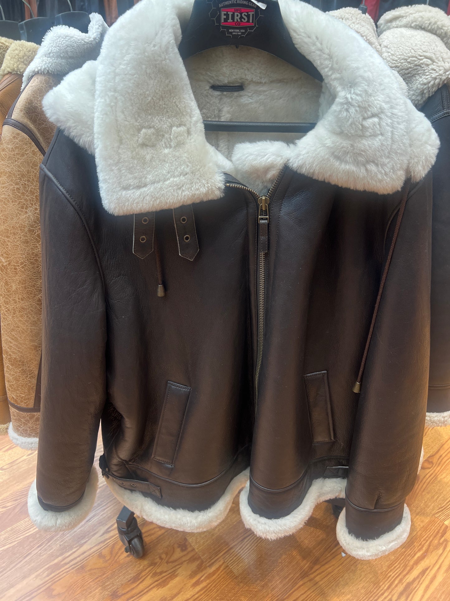 Men's Brown Sheepskin with Hood Jacket