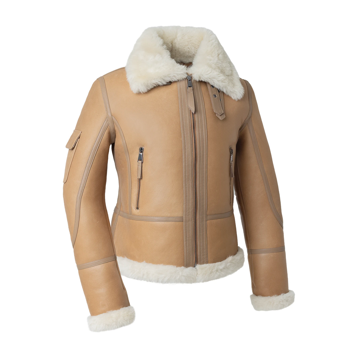 Women's Sheepskin Center Zipper Pilot Jacket