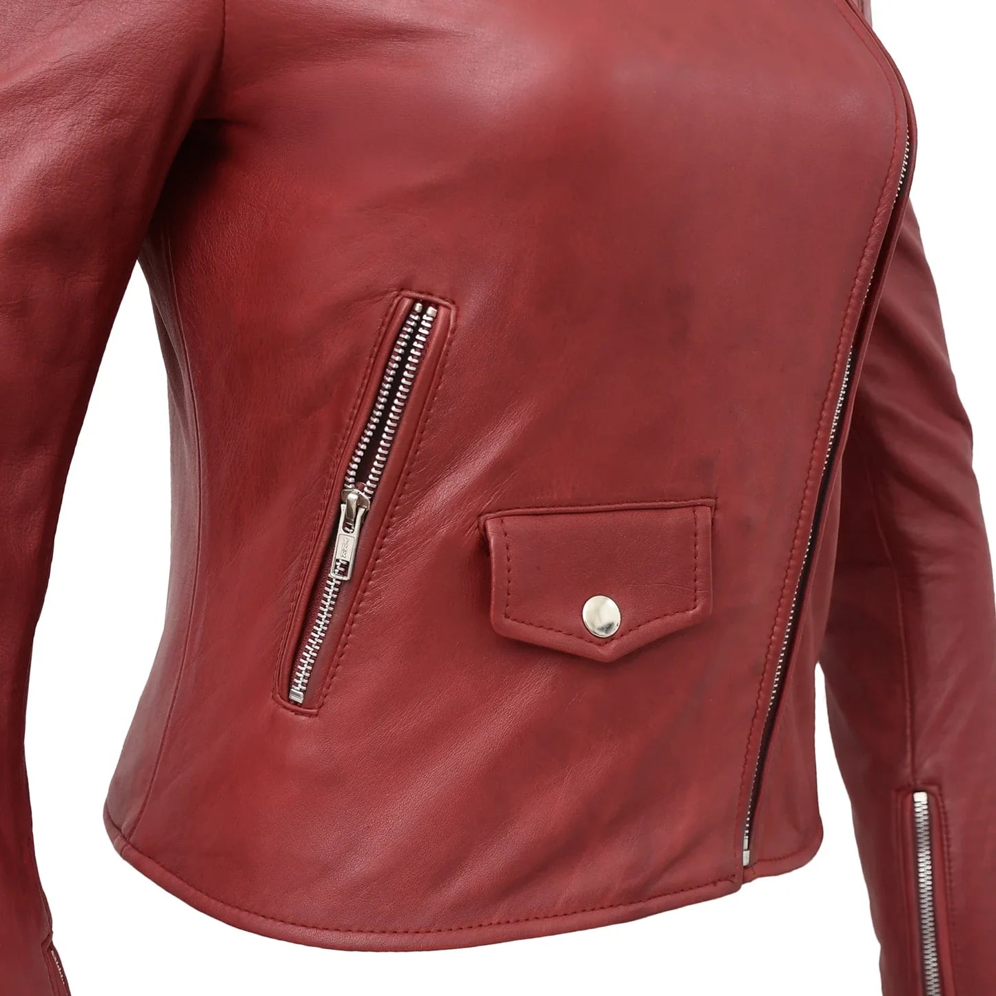 Lennox Moto Style Leather Jacket Women's Fashion Leather Jacket FMCo