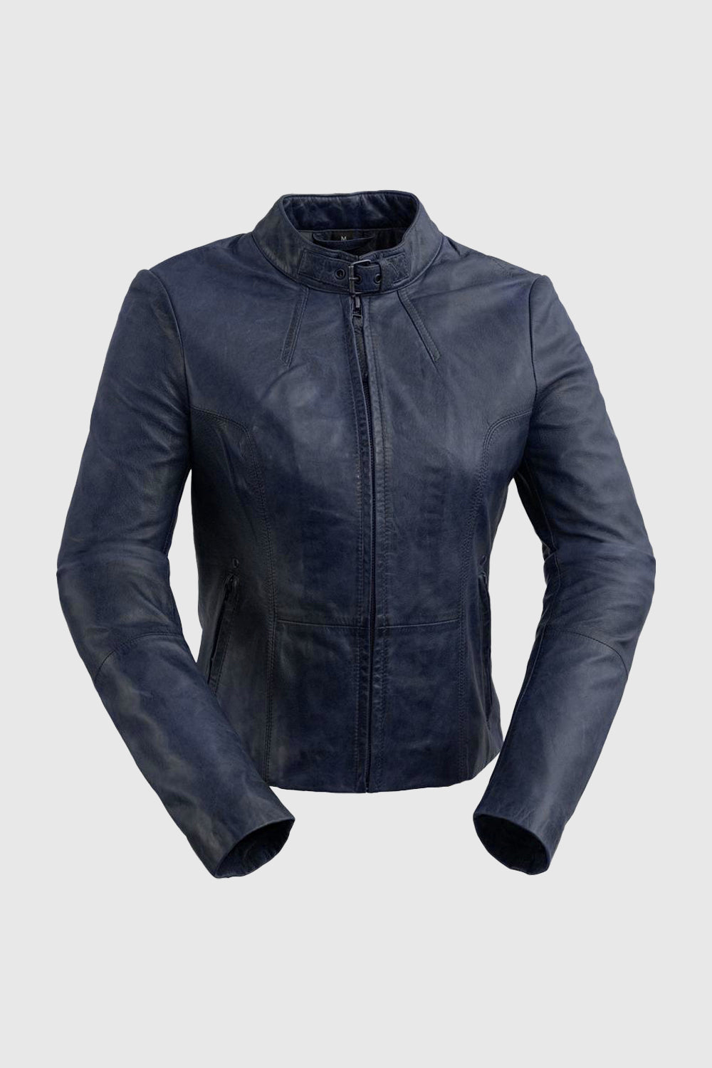 Rexie Fashion Leather Jacket Women's Leather Jacket FMCo Navy Blue XS