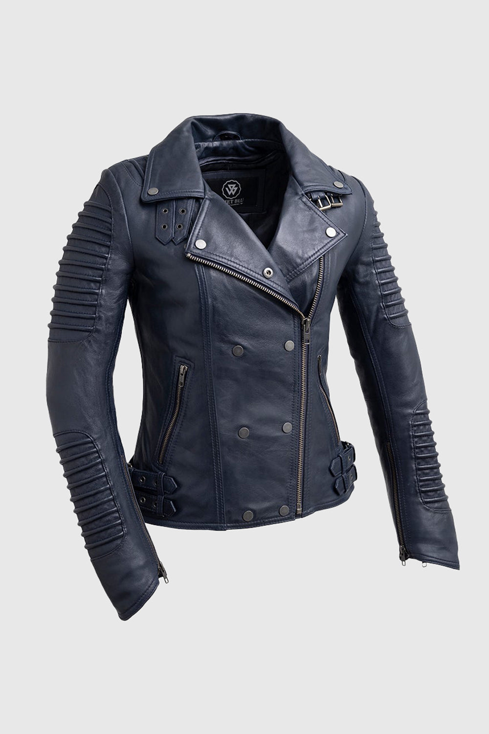Queens Fashion Lambskin Leather Jacket Women's Jacket FMCo Navy Blue XS