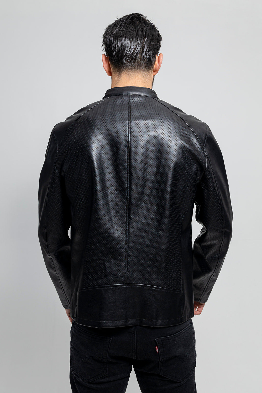Oliver Men's Vegan Faux/Perforated Leather Jacket Men's Vegan Faux Leather jacket FMCo