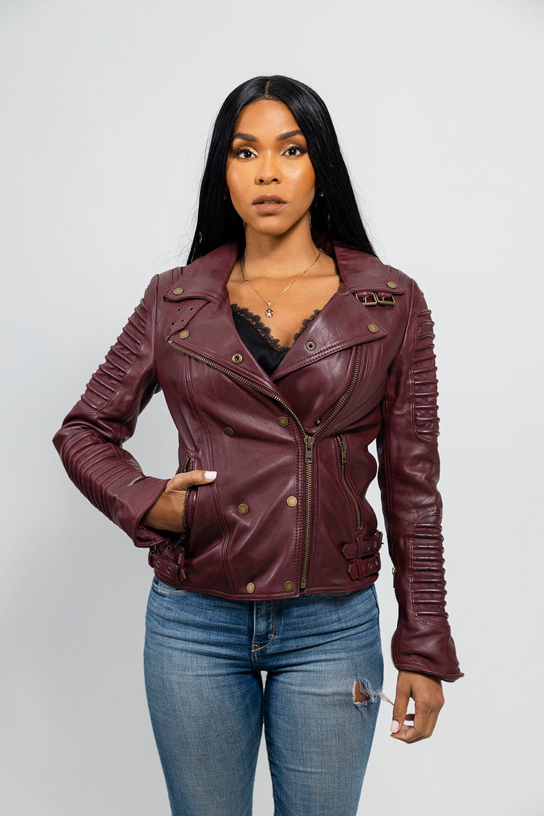 Queens Fashion Lambskin Leather Jacket Women's Jacket FMCo