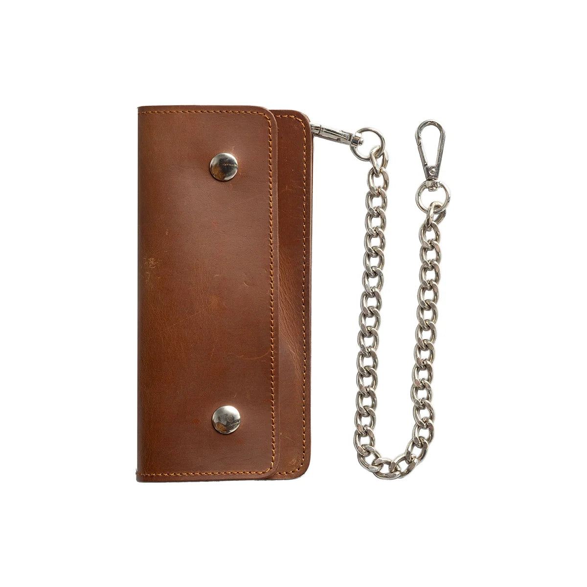 LARGE TRUCKER - Vegetable Tanned Leather Wallet Leather Wallet First Manufacturing Company AMBER Chrome