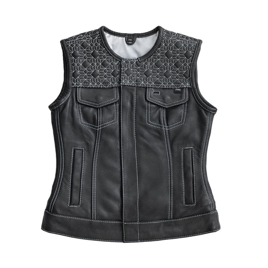 Angelite Women's Motorcycle Leather Vest - Limited Edition Factory Customs First Manufacturing Company XS
