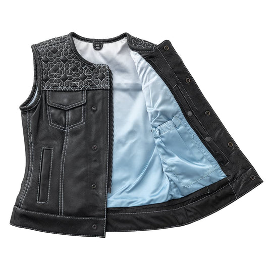 Angelite Women's Motorcycle Leather Vest - Limited Edition Factory Customs First Manufacturing Company