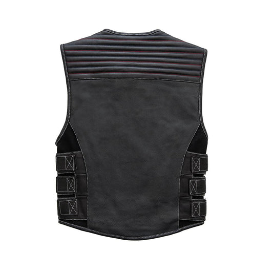 Anthem Men's Swat Style Leather Motorcycle Vest - Limited Edition Factory Customs First Manufacturing Company