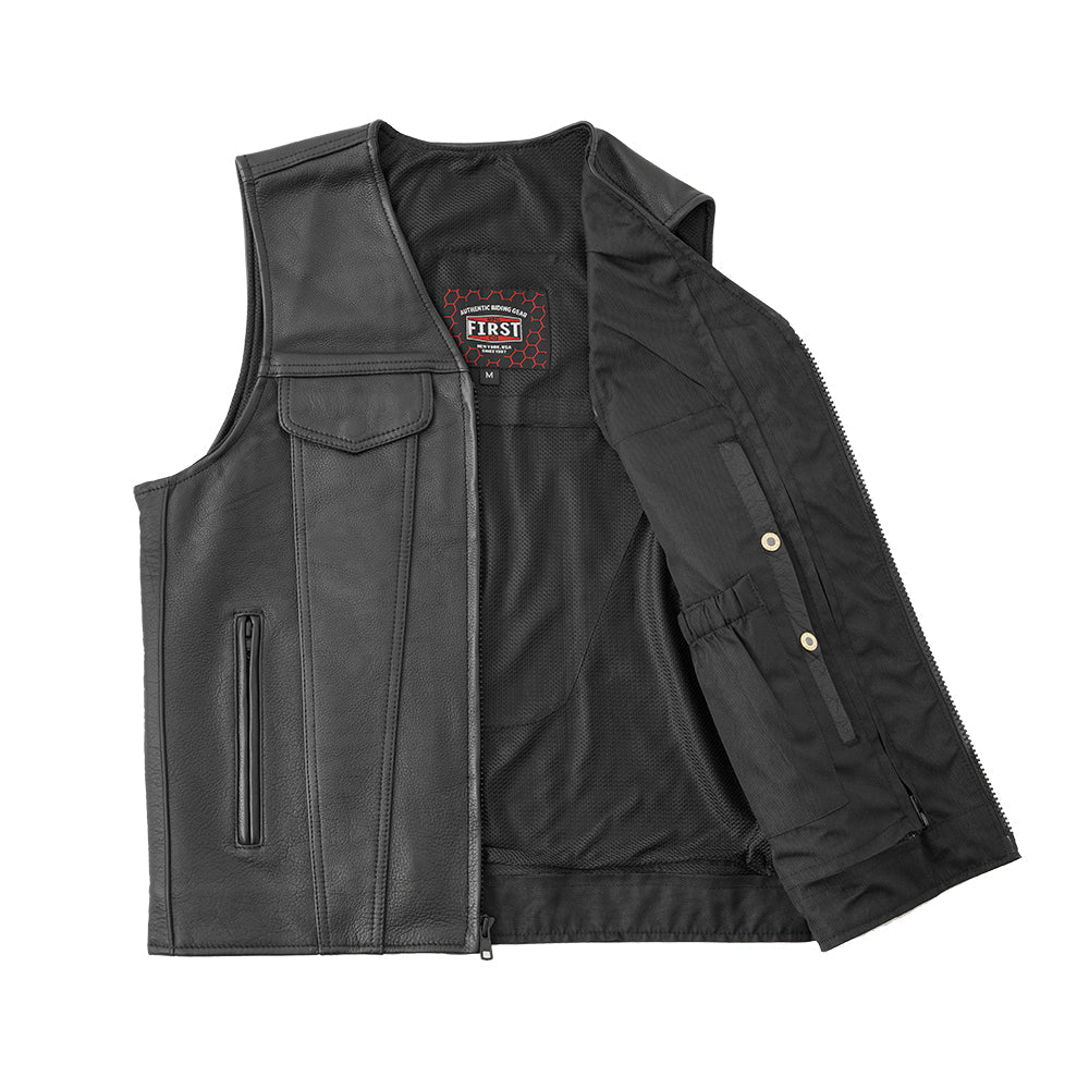 Badlands Men's Motorcycle Leather Vest Men's Leather Vest First Manufacturing Company