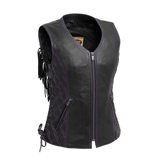 Bandida Women's Motorcycle Leather Vest Women's Leather Vest Vests Black XS
