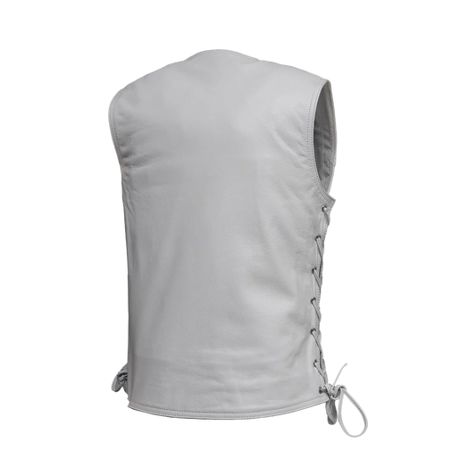 Beryl - Women's Motorcycle Leather Vest - White Women's Leather Vest Vests
